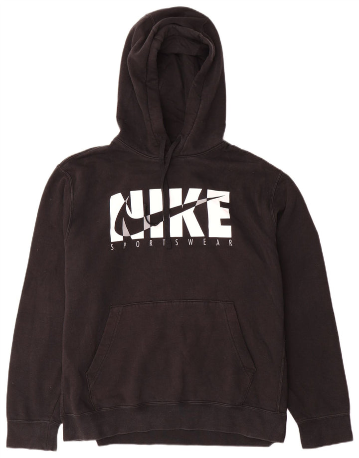 Nike Mens Graphic Hoodie Jumper Large Black Cotton