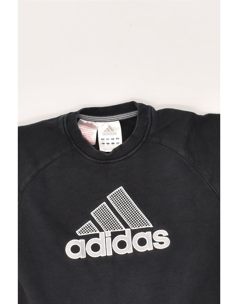 ADIDAS Boys Graphic Sweatshirt Jumper 9-10 Years Black Cotton | Vintage Adidas | Thrift | Second-Hand Adidas | Used Clothing | Messina Hembry 