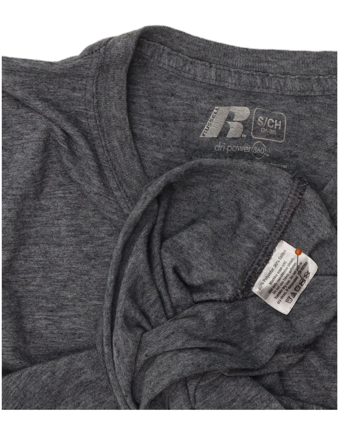 RUSSELL ATHLETIC Mens T-Shirt Top UK 34/36 Small Grey Polyester