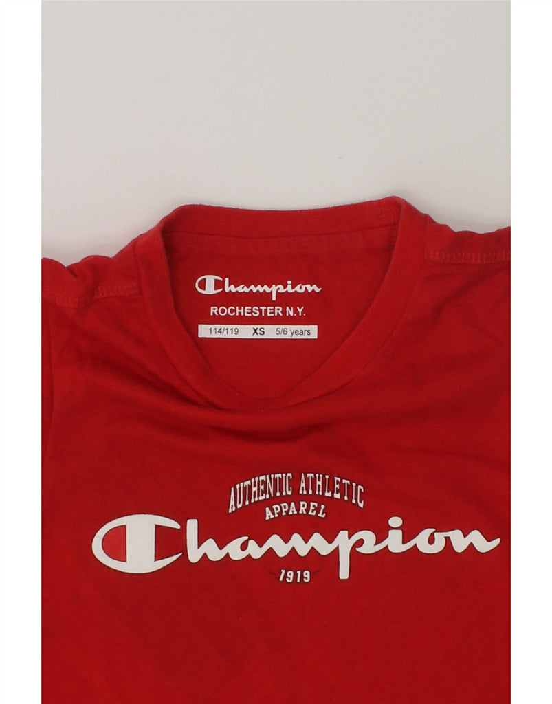 CHAMPION Boys Graphic Vest Top 5-6 Years XS Red Cotton | Vintage Champion | Thrift | Second-Hand Champion | Used Clothing | Messina Hembry 