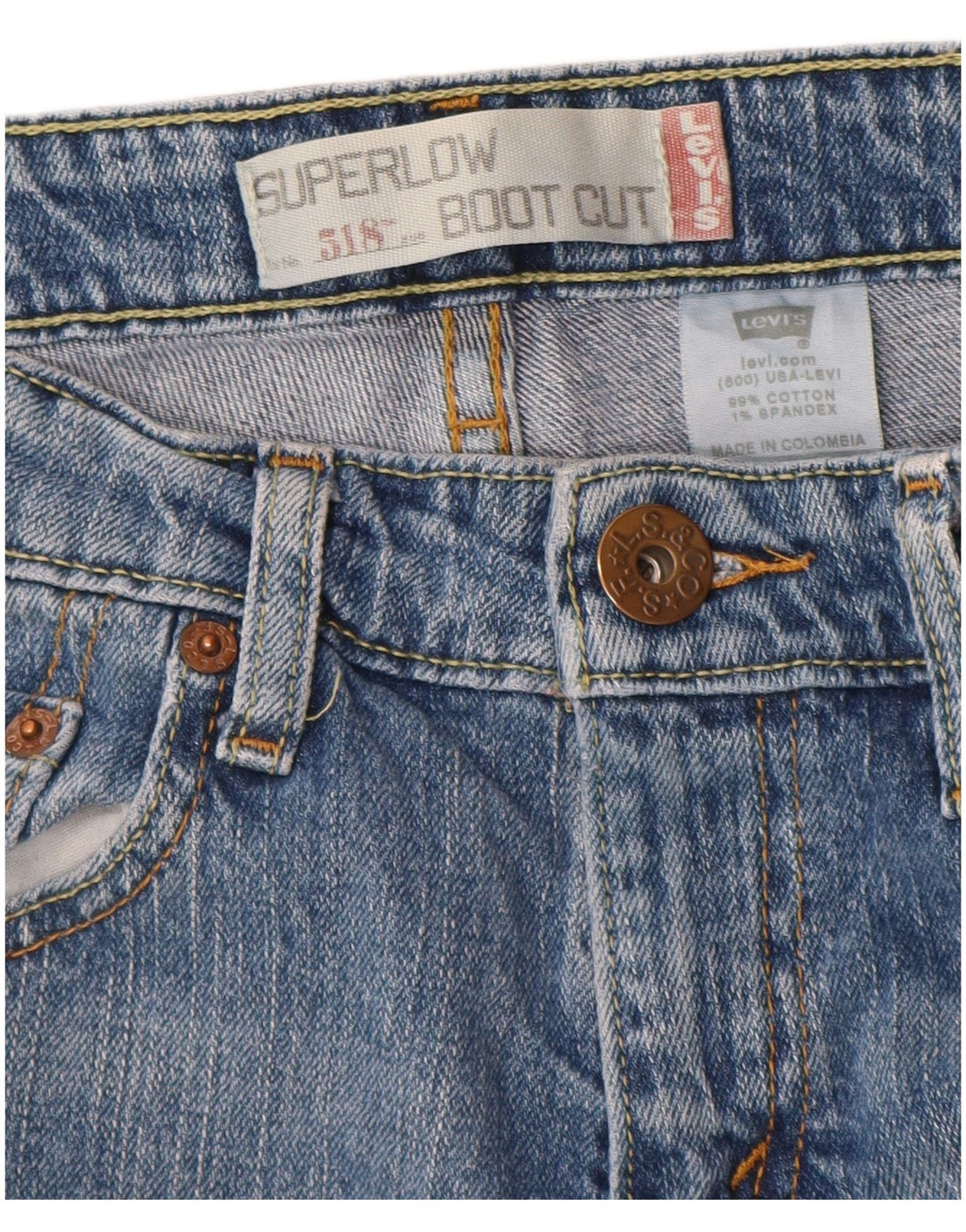 Levi's Womens 518 Super Low Bootcut Jeans W28 L32 Blue Cotton