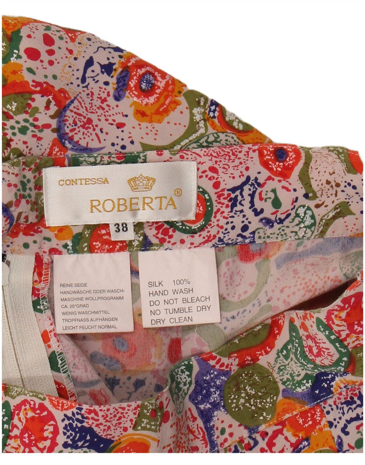 Vintage Womens Straight Skirt EU 38 Medium W28  Multicoloured Floral Silk
