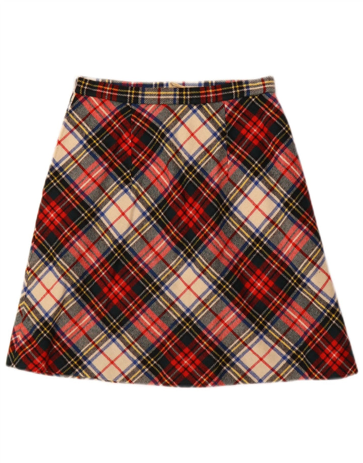 Vintage Womens A-Line Skirt W24 XS Multicoloured Plaid