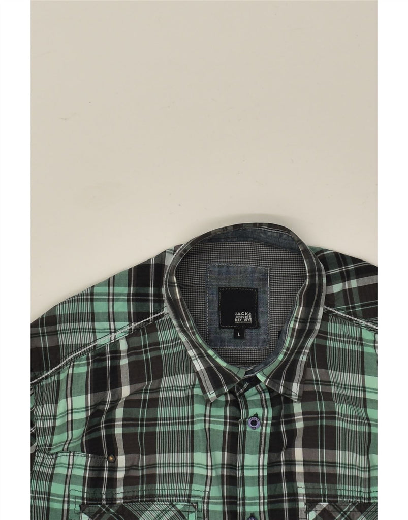 JACK & JONES Mens Shirt Large Green Check | Vintage Jack & Jones | Thrift | Second-Hand Jack & Jones | Used Clothing | Messina Hembry 