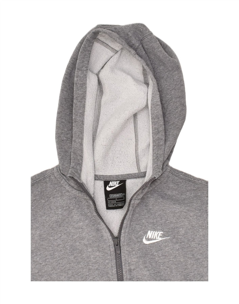 NIKE Boys Zip Neck Hoodie Jumper 12-13 Years Large Grey Colourblock Cotton | Vintage Nike | Thrift | Second-Hand Nike | Used Clothing | Messina Hembry 