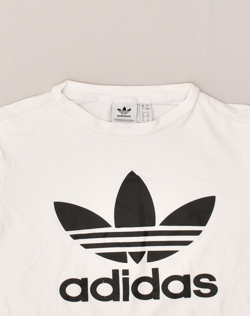 ADIDAS Womens Graphic T-Shirt Top UK 8 Small White Cotton | Vintage Adidas | Thrift | Second-Hand Adidas | Used Clothing | Messina Hembry 