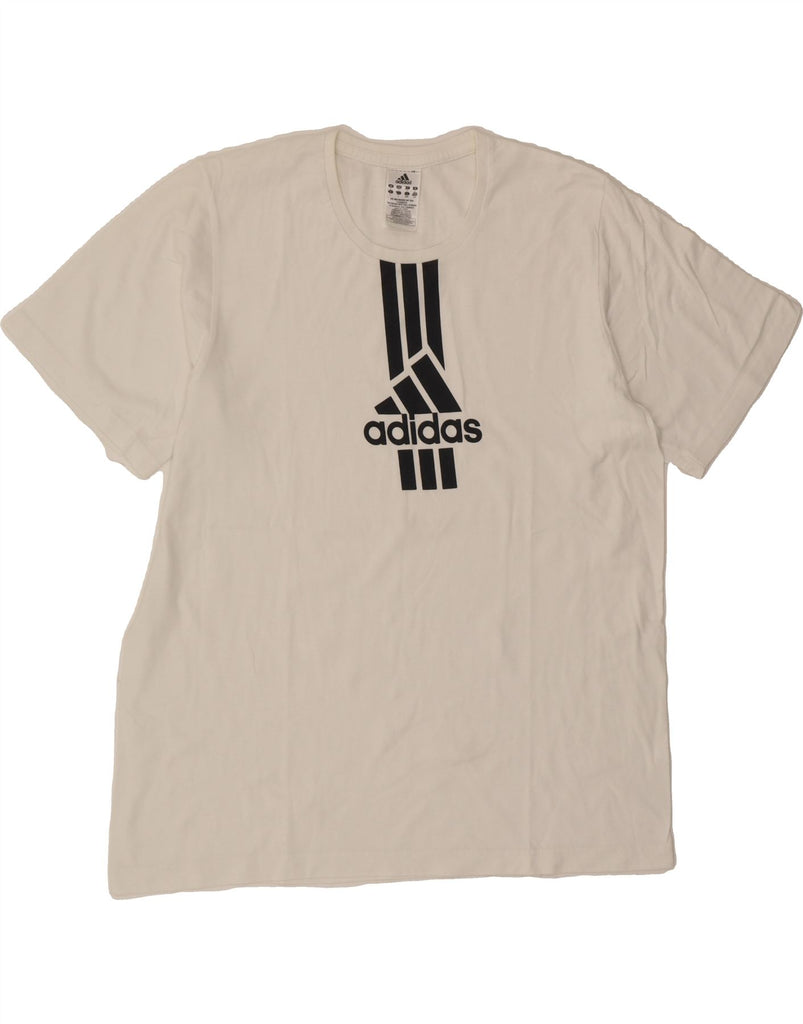ADIDAS Mens Graphic T-Shirt Top Large White Cotton Vintage Adidas and Second-Hand Adidas from Messina Hembry 