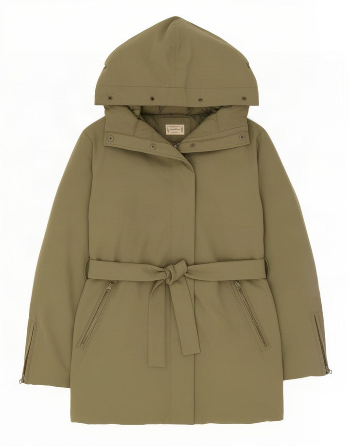 Benetton Womens Hooded Parka Jacket UK 14 Medium Green