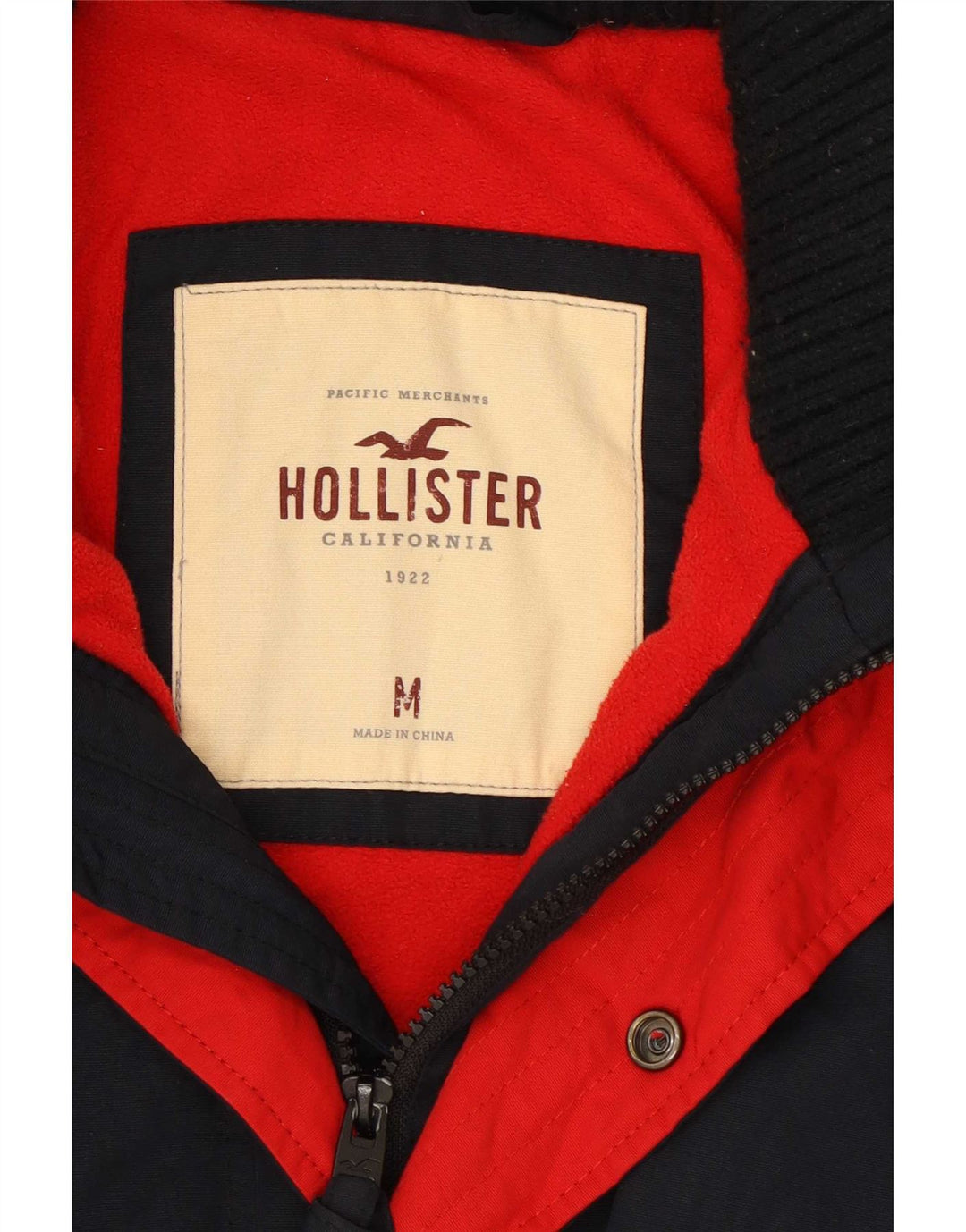 Hollister Mens Windbreaker Jacket UK 38 Medium Navy Blue Nylon