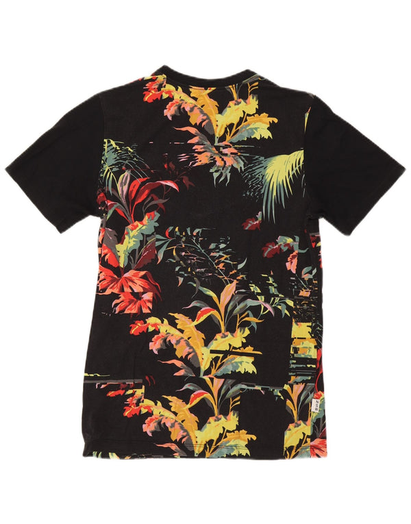 Nike Mens Graphic T-Shirt Top Small Black Floral Cotton Hawaiian