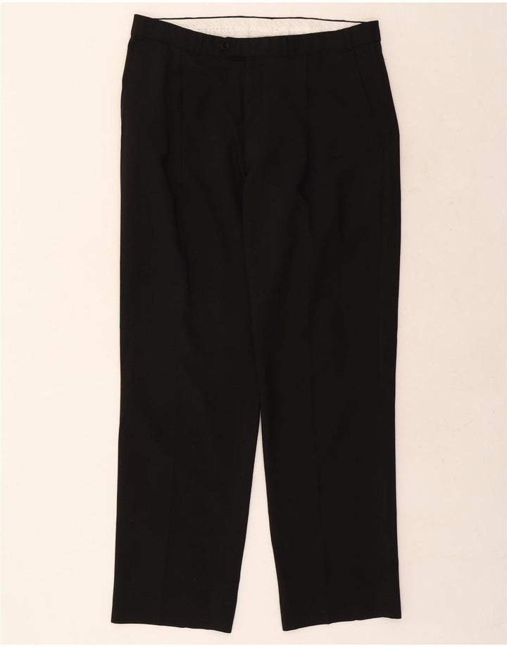 Marks & Spencer Mens Pegged Suit Trousers W36 L31 Black Polyester