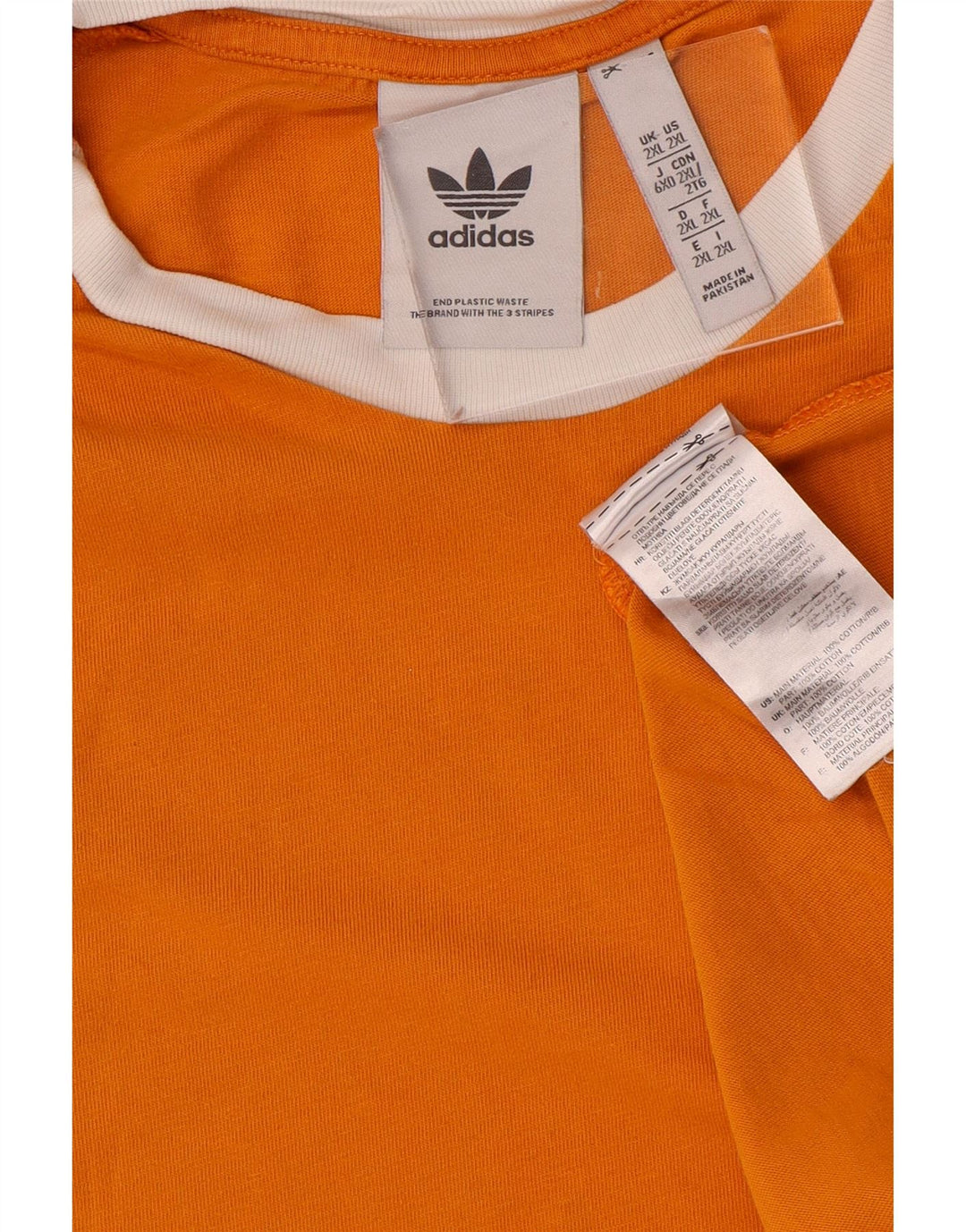 Adidas Mens T-Shirt Top 2XL Orange Cotton
