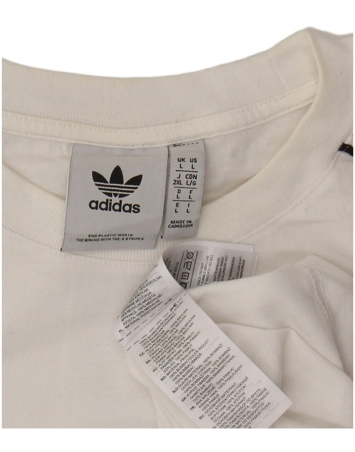 ADIDAS Mens Graphic T-Shirt Top Large White Cotton