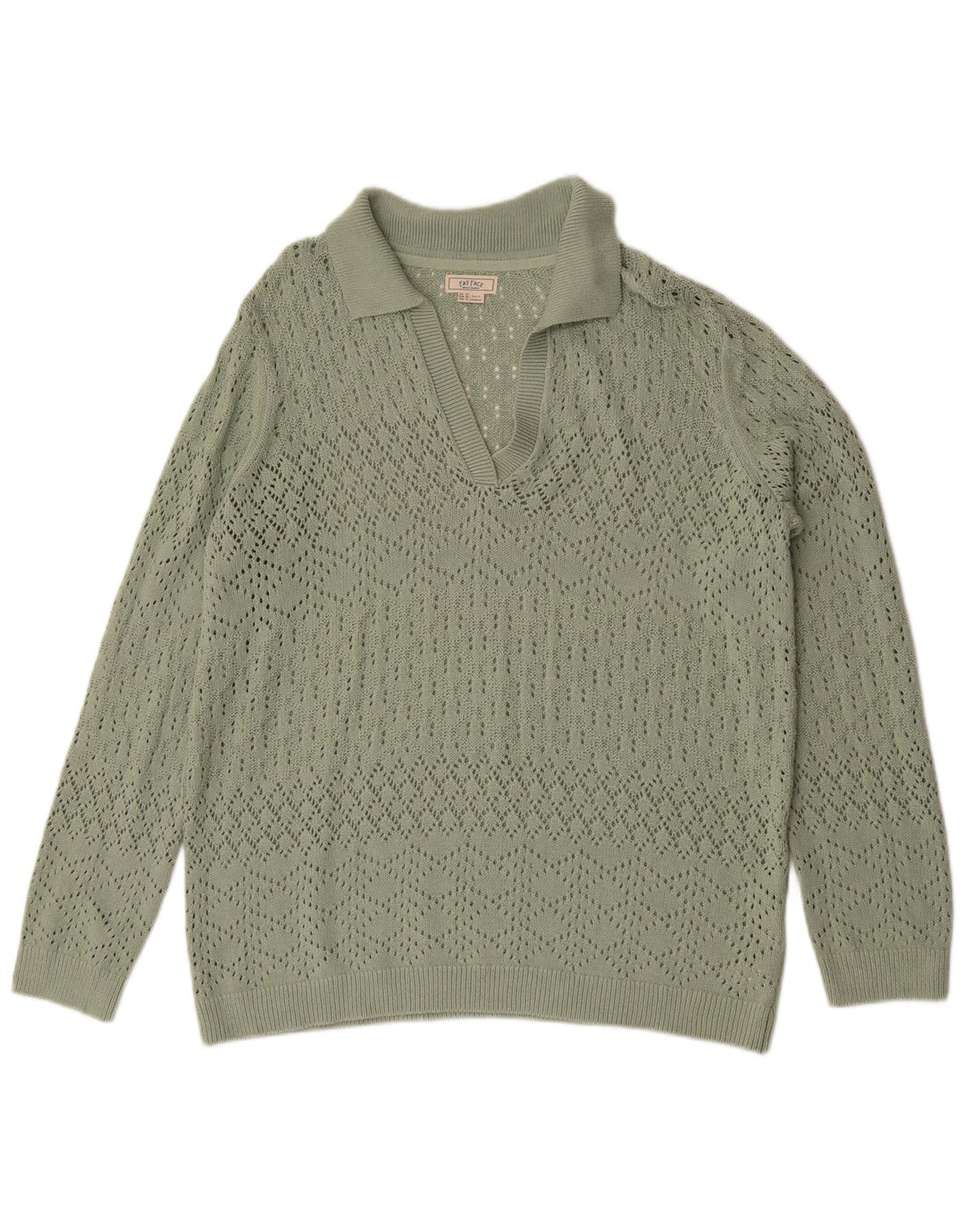 Fat Face Womens Oversized Polo Neck Jumper Sweater UK 16 Large Green