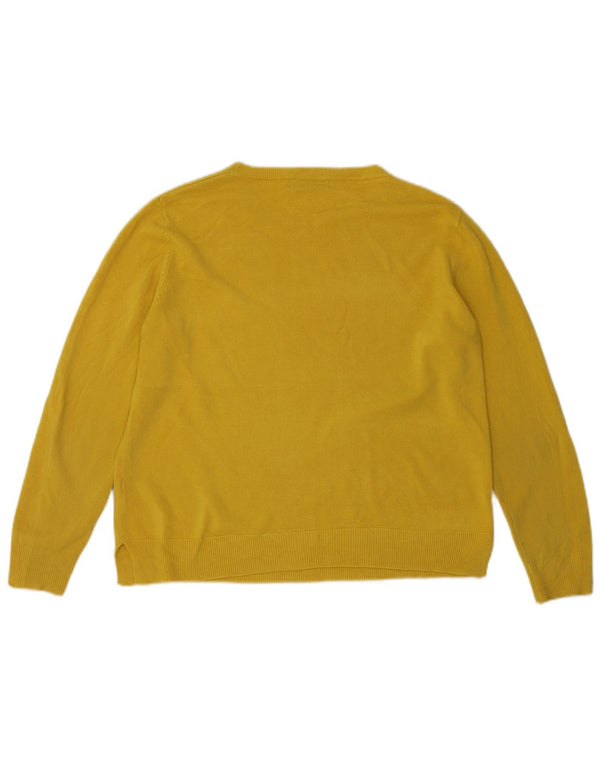 Marks & Spencer Womens Crew Neck Jumper Sweater UK 16 Large Yellow Acrylic