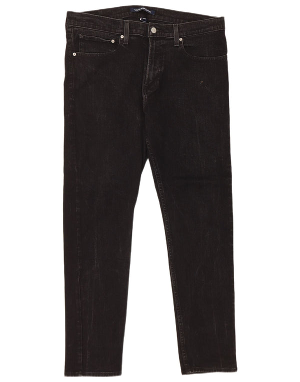 Calvin Klein Mens Slim Jeans W36 L32 Black Cotton