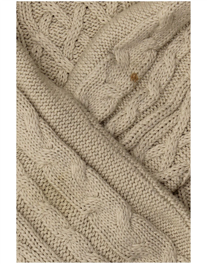 Zara Mens Boat Neck Jumper Sweater Large Beige Cotton