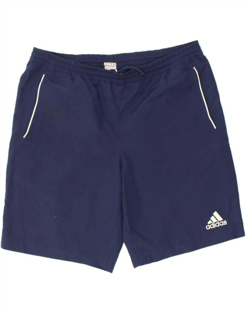 ADIDAS Mens Sport Shorts UK 40 Large Navy Blue Polyester | Vintage Adidas | Thrift | Second-Hand Adidas | Used Clothing | Messina Hembry 