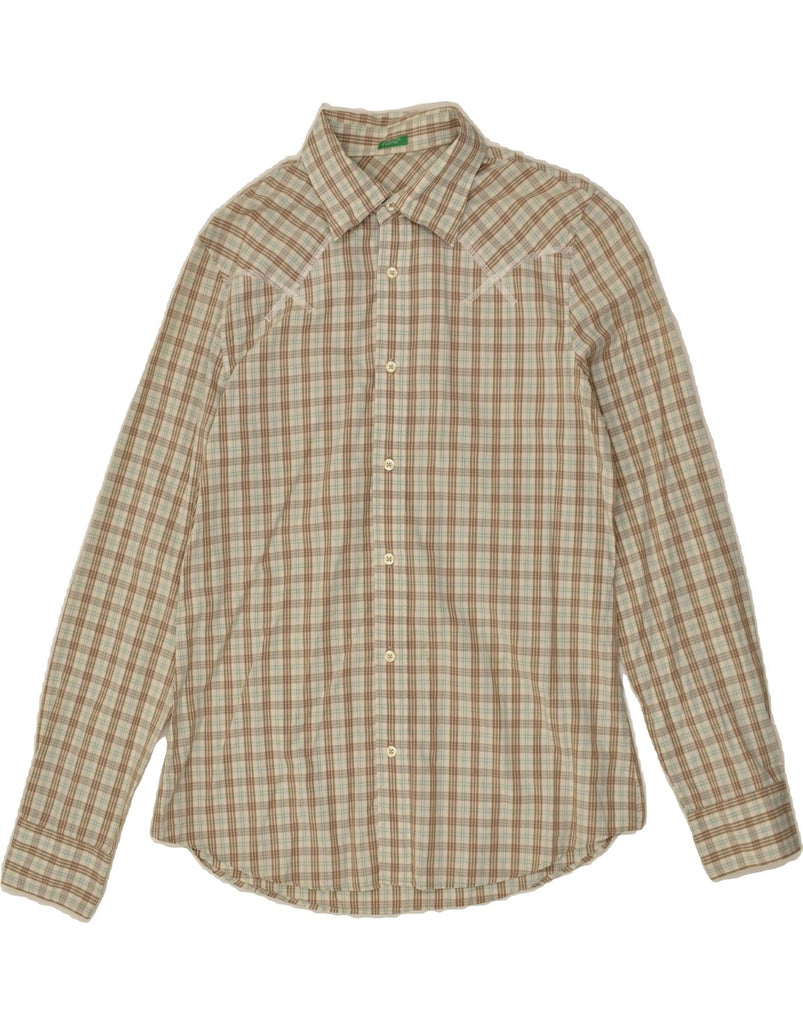 BENETTON Mens Shirt Medium Green Check | Vintage Benetton | Thrift | Second-Hand Benetton | Used Clothing | Messina Hembry 