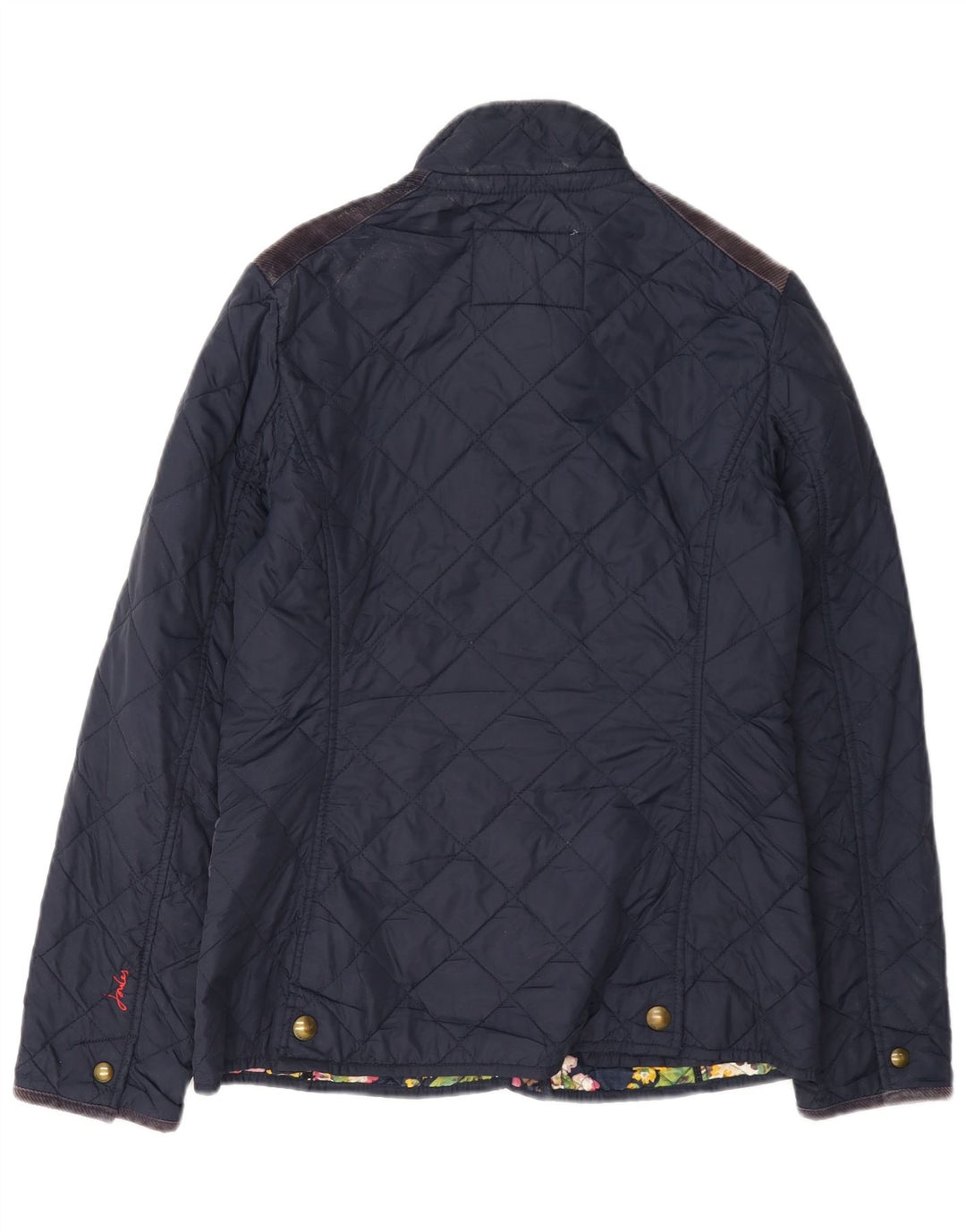 Joules Womens Quilted Jacket UK 10 Small Navy Blue Cotton