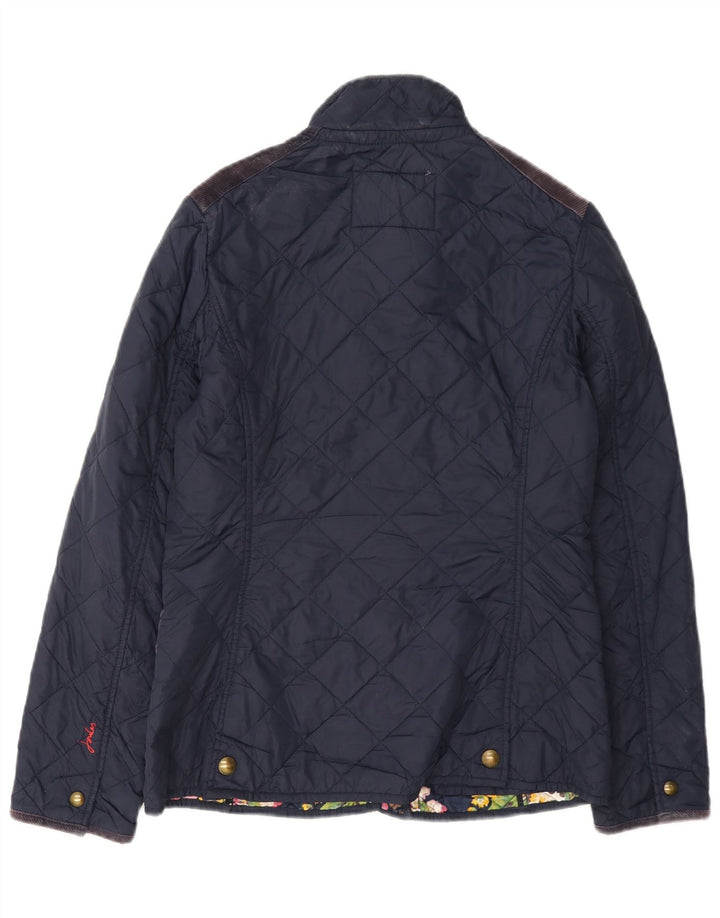 Joules Womens Quilted Jacket UK 10 Small Navy Blue Cotton