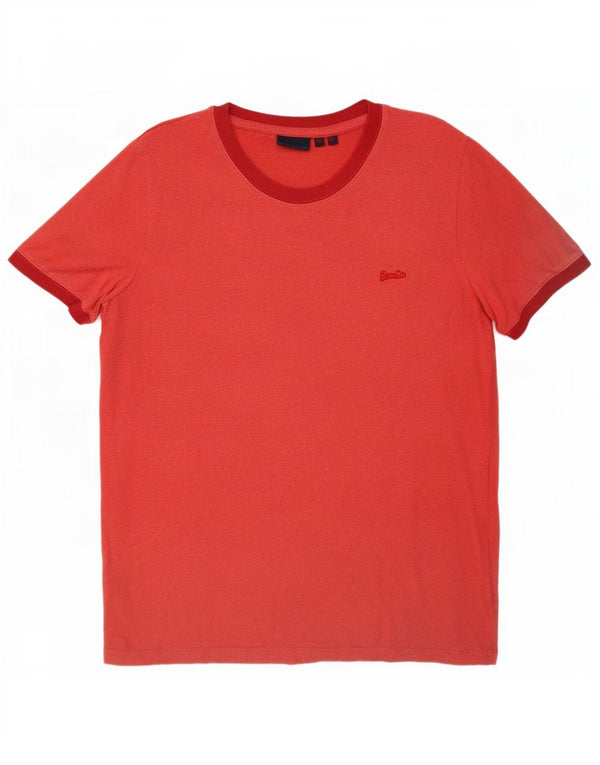 Superdry Womens T-Shirt Top UK 10 Small Red Cotton