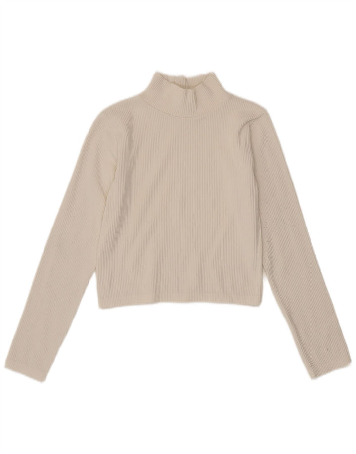Zara Womens Crop Top Long Sleeve UK 12 Medium White