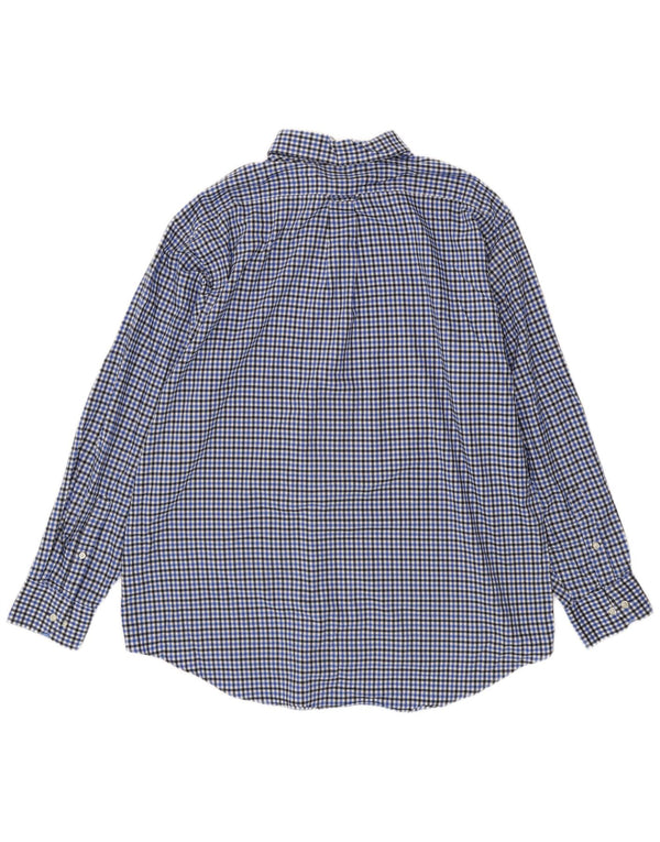 Izod Mens Shirt Size 17 17 1/2 XL Blue Check Cotton
