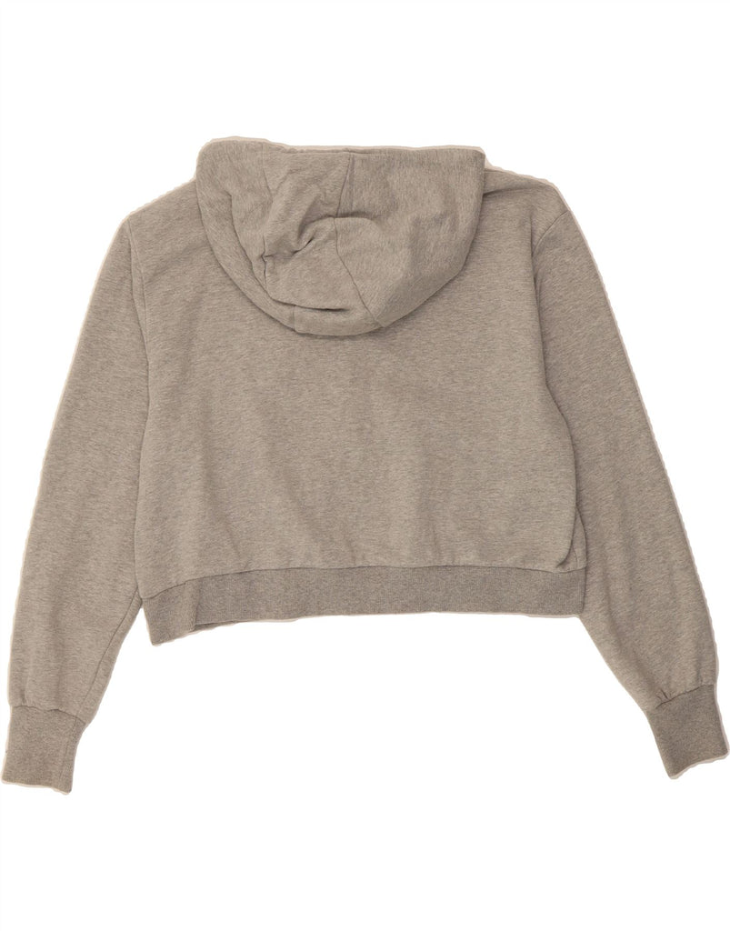 ELLESSE Womens Crop Graphic Hoodie Jumper UK 12 Medium Grey Cotton Vintage Ellesse and Second-Hand Ellesse from Messina Hembry 