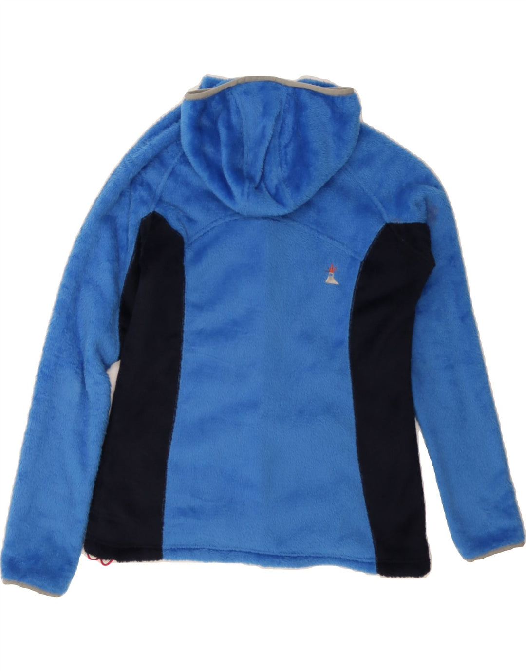 VINTAGE Womens Hooded Fleece Jacket UK 12 Medium Blue Colourblock Vintage Vintage and Second-Hand Vintage from Messina Hembry 