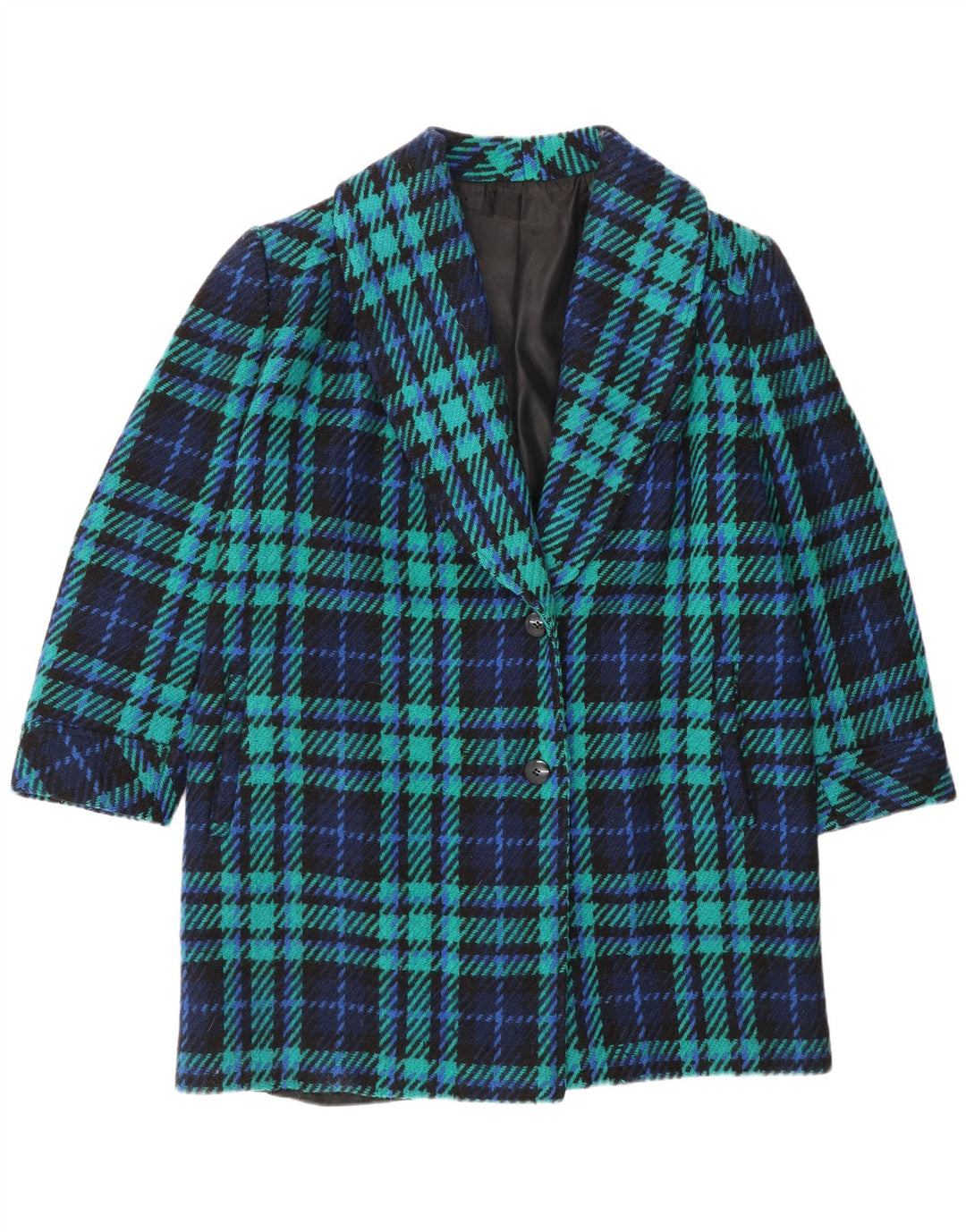 Vintage Womens Oversized Overcoat UK 16 Large Green Plaid