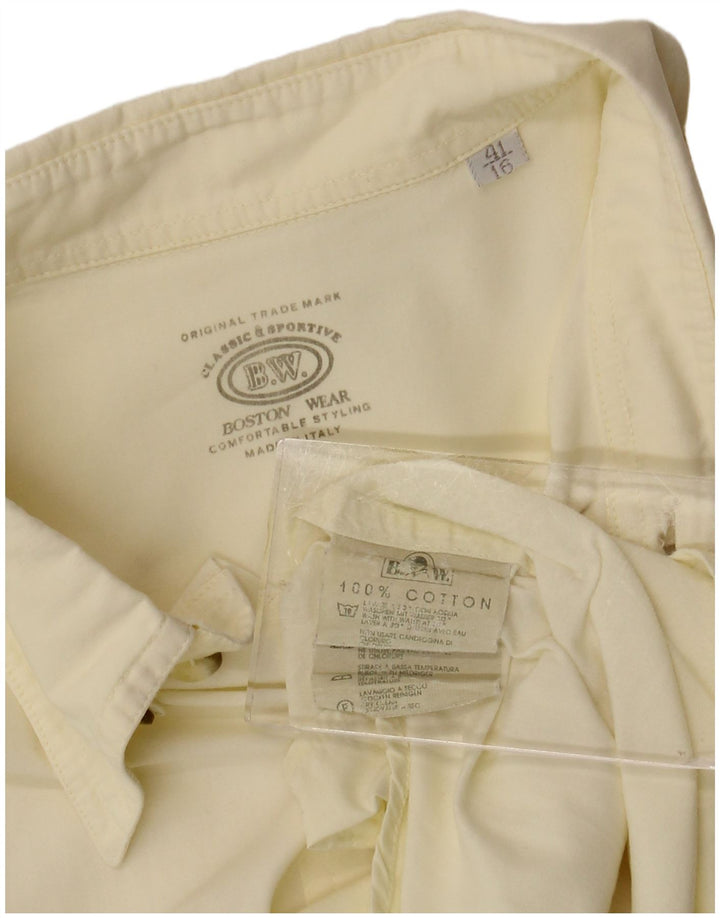 BOSTON Mens Short Sleeve Shirt Size 41 16 Large Yellow Cotton