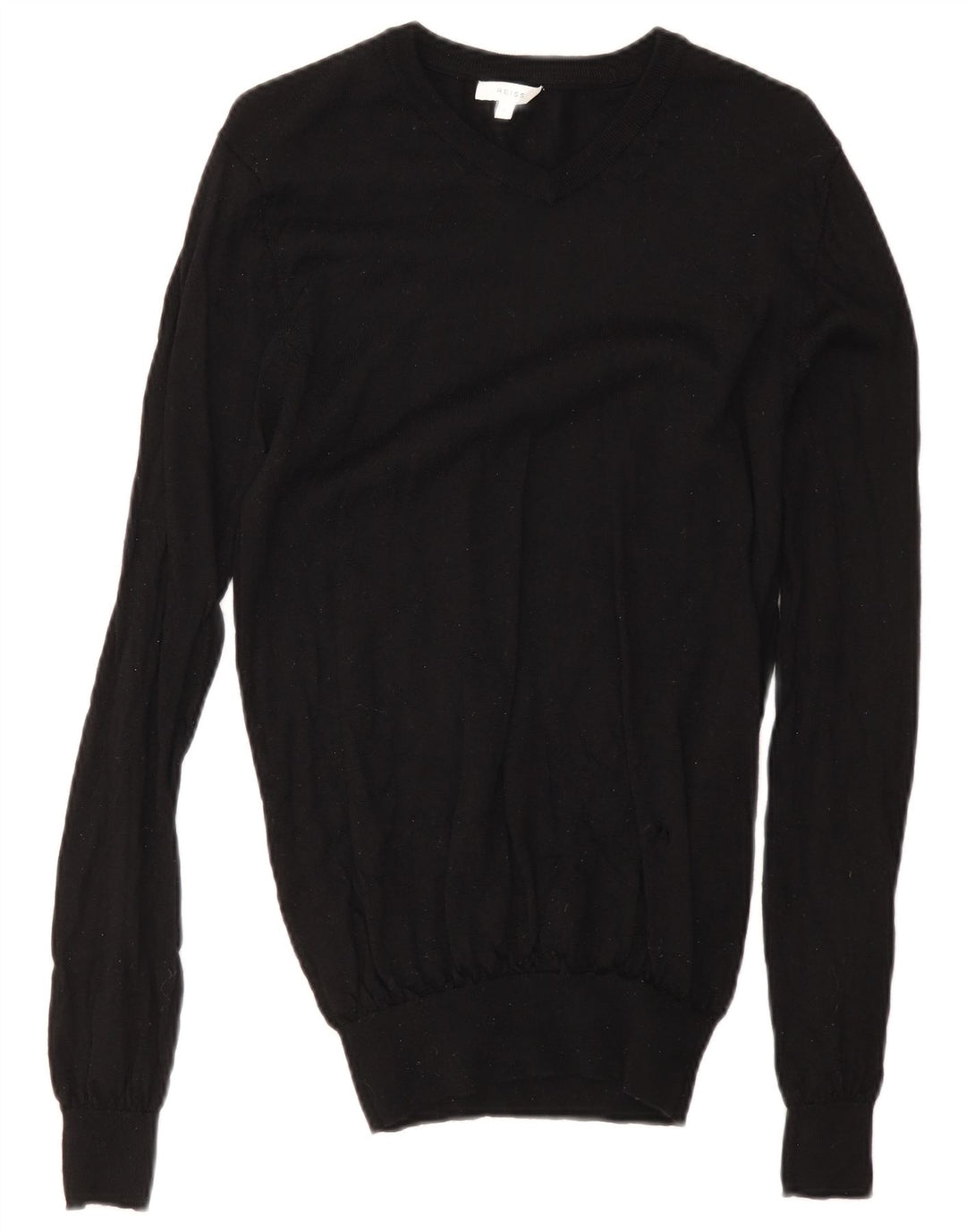Reiss Mens V-Neck Jumper Sweater Small Black Wool