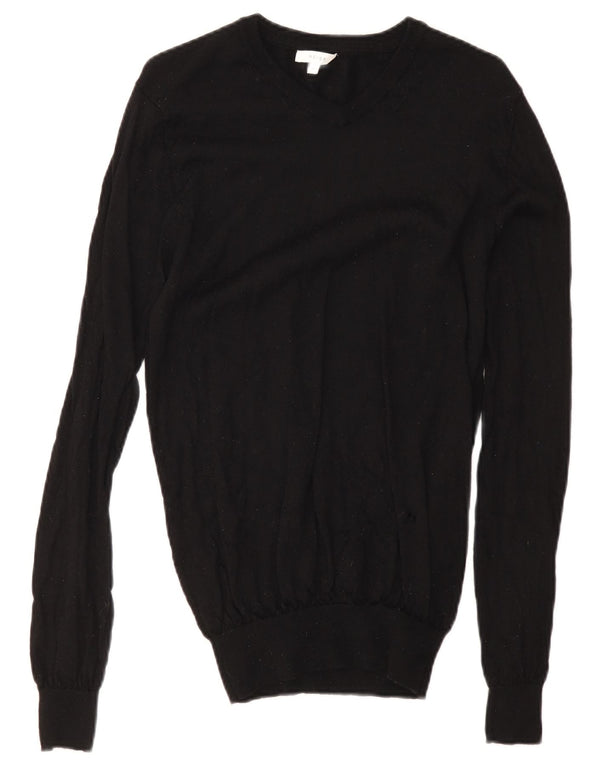 Reiss Mens V-Neck Jumper Sweater Small Black Wool
