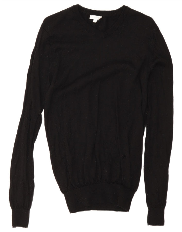 Reiss Mens V-Neck Jumper Sweater Small Black Wool