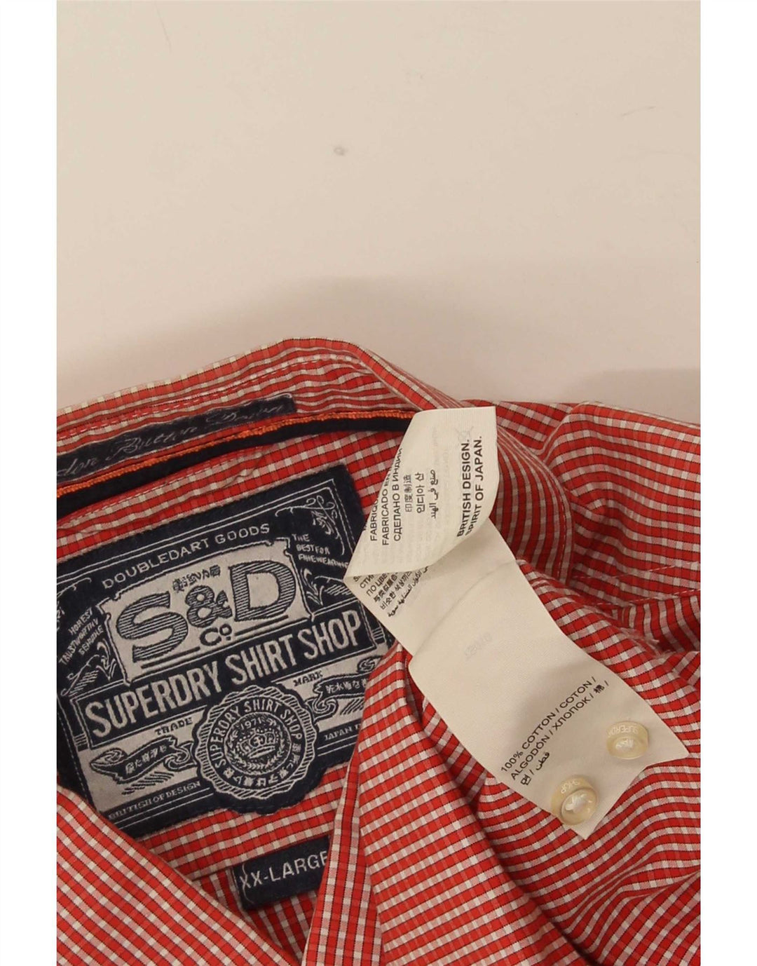 Superdry Mens Shirt 2XL Red Gingham Cotton