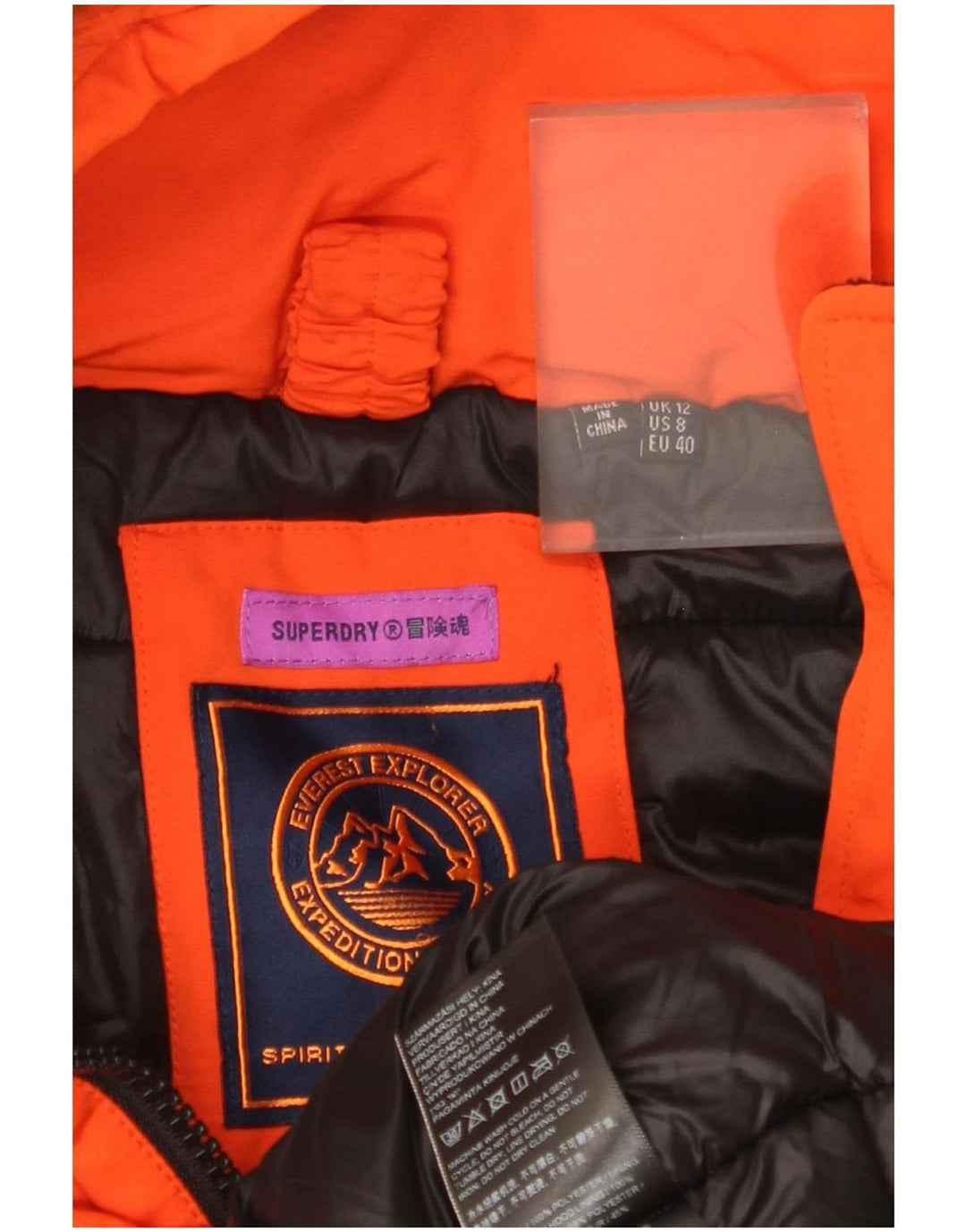 Superdry Womens Hooded Ski Jacket UK 12 Medium Orange Polyester