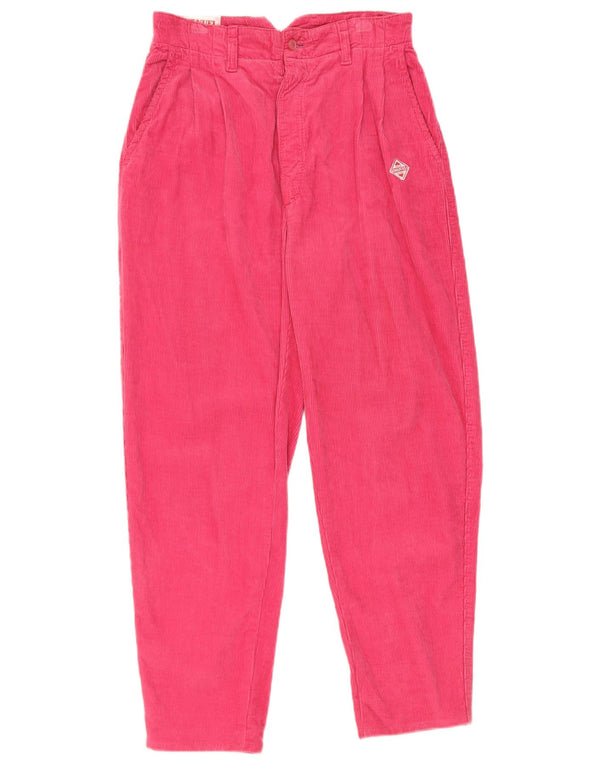 Vintage Womens High Waist Pegged Corduroy Trousers W26 L25 Pink