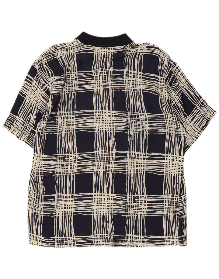 Suspense Mens Short Sleeve Pullover Shirt Large Navy Blue Check Viscose