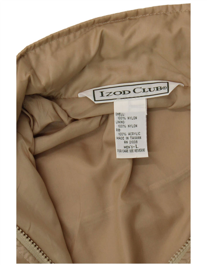 Izod Mens Bomber Jacket UK 40 Large Beige Nylon