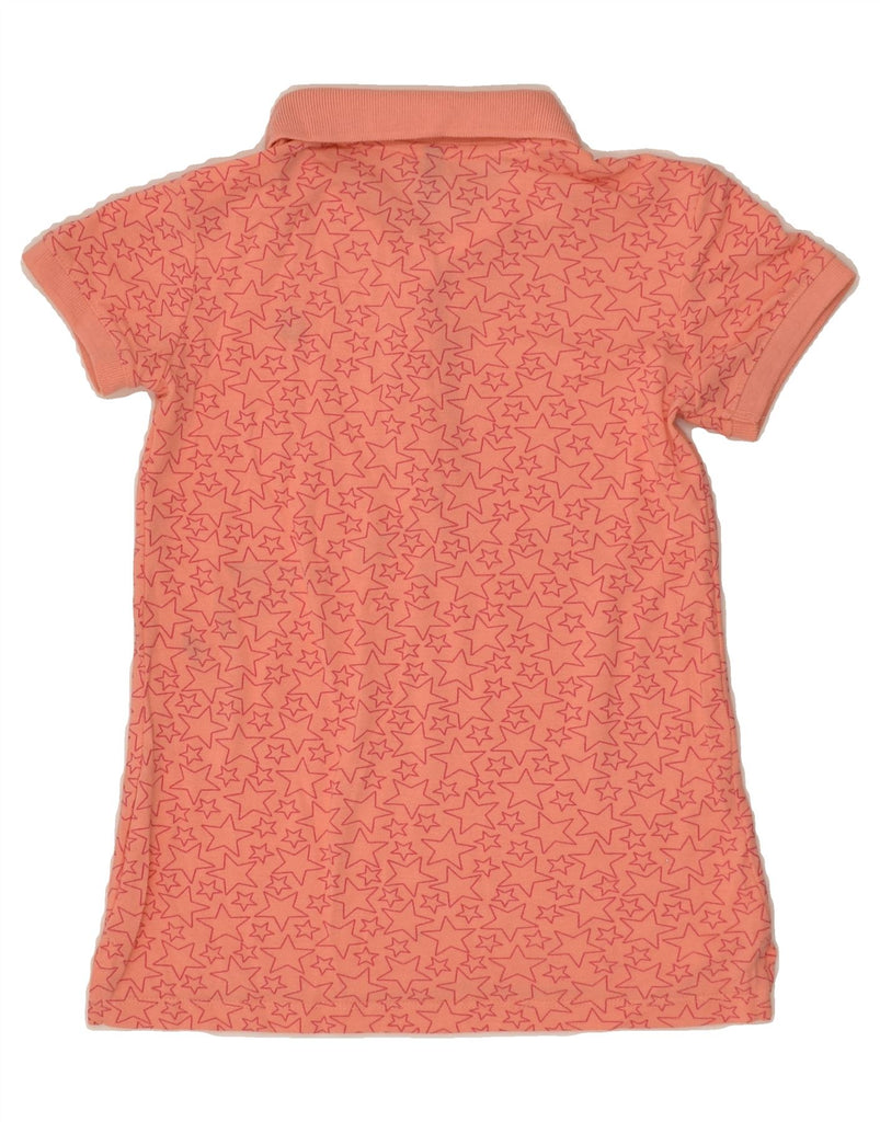 BENETTON Girls Abstract Pattern Polo Shirt 8-9 Years Large Orange | Vintage Benetton | Thrift | Second-Hand Benetton | Used Clothing | Messina Hembry 