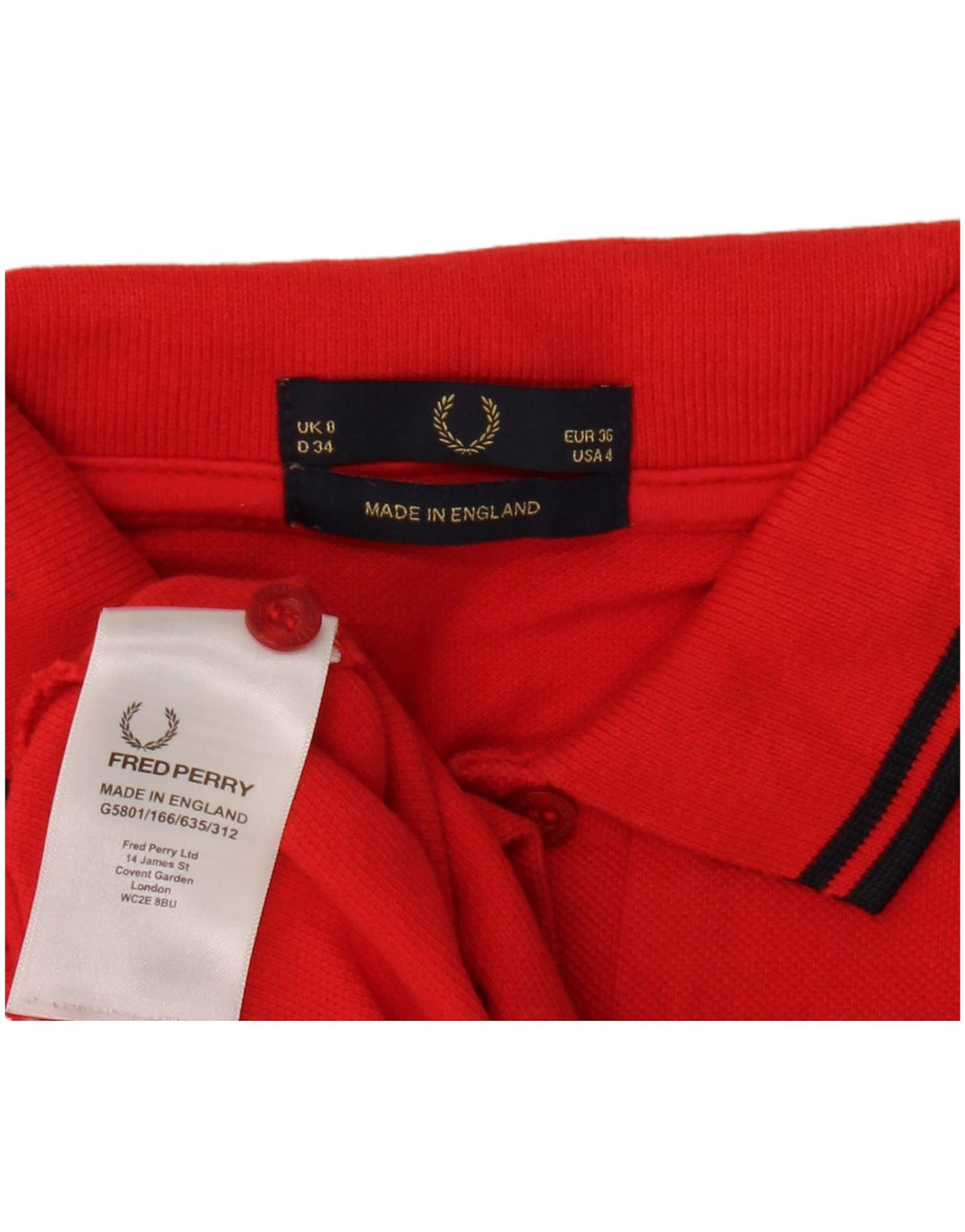 Fred Perry Womens Crop Polo Shirt UK 8 Small Red Cotton