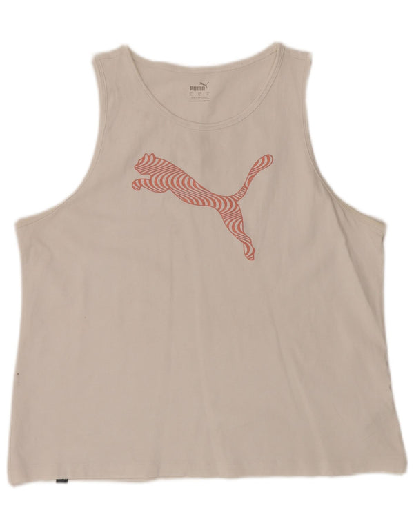 PUMA Womens Graphic Vest Top UK 18 XL White Cotton