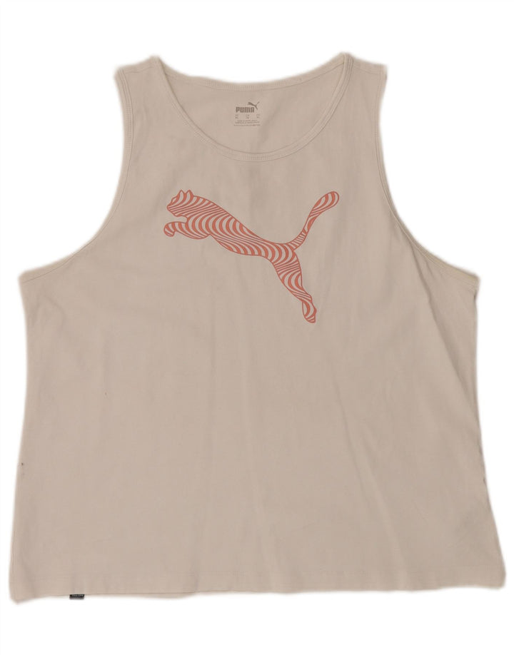 PUMA Womens Graphic Vest Top UK 18 XL White Cotton