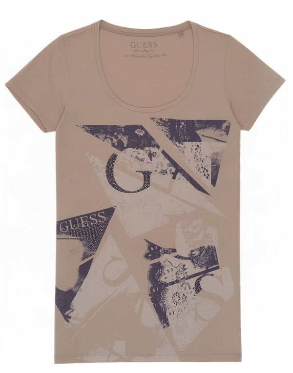 Guess Womens Graphic T-Shirt Top UK 6 XS Grey Cotton