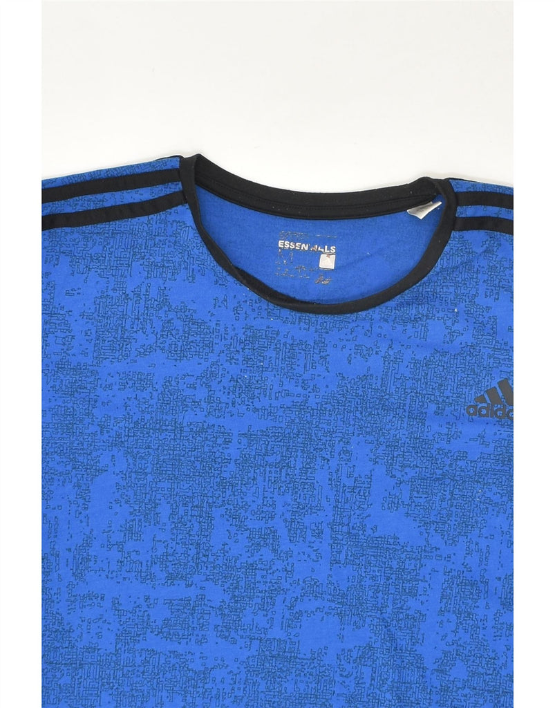 ADIDAS Mens Abstract Pattern T-Shirt Top Medium Blue Polyester | Vintage Adidas | Thrift | Second-Hand Adidas | Used Clothing | Messina Hembry 