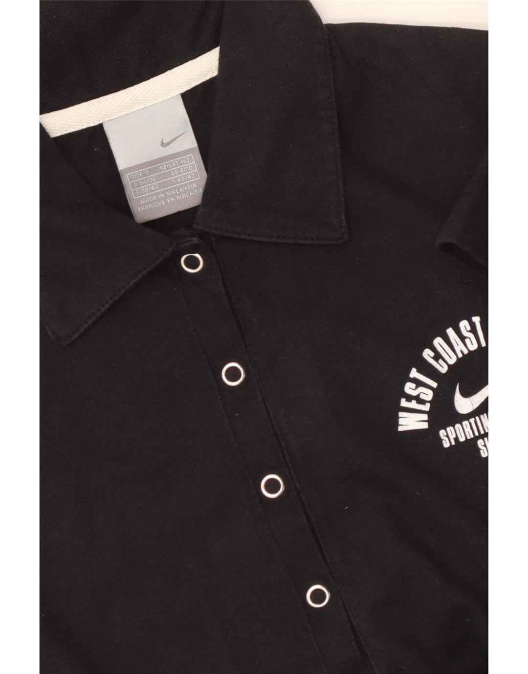 NIKE Womens Graphic Polo Shirt UK 8/10 Small Black