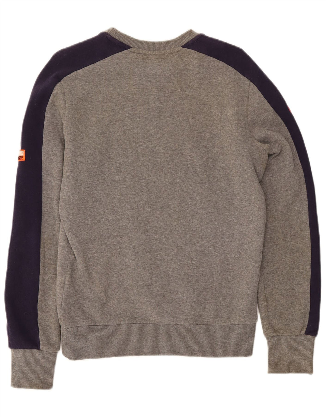 SUPERDRY Mens Graphic Sweatshirt Jumper Small Grey Colourblock Cotton