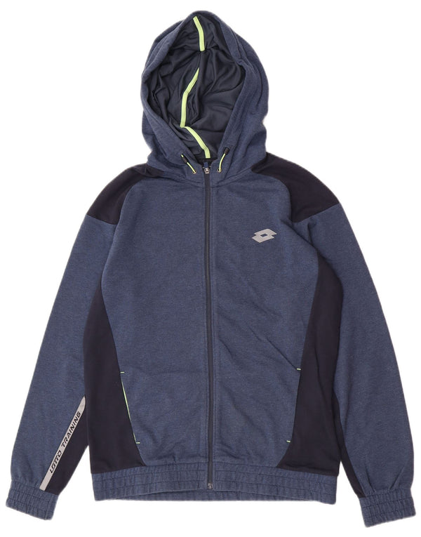 Lotto Mens Zip Hoodie Sweater Large Blue Colourblock Cotton