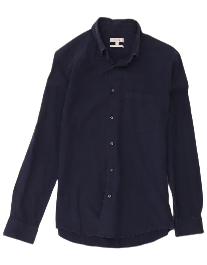Reiss Mens Slim Fit Shirt Small Navy Blue